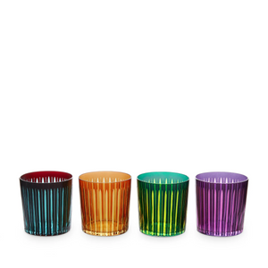 l'objet prism old fashioned glasses in green, amber, Bordeaux, and purple