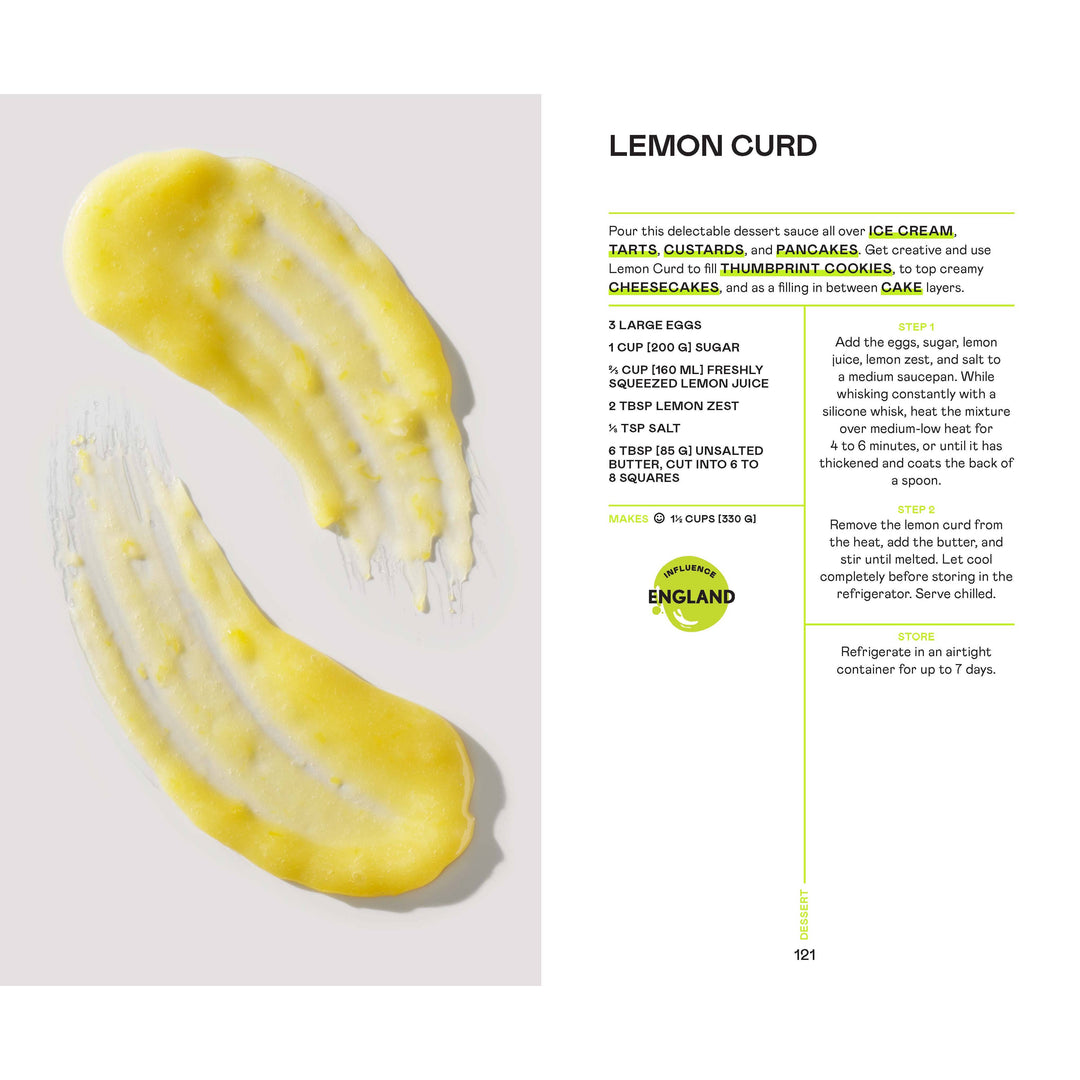 Lemon curd with a recipe on a white background