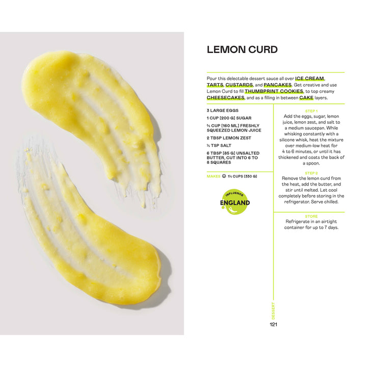 Lemon curd with a recipe on a white background