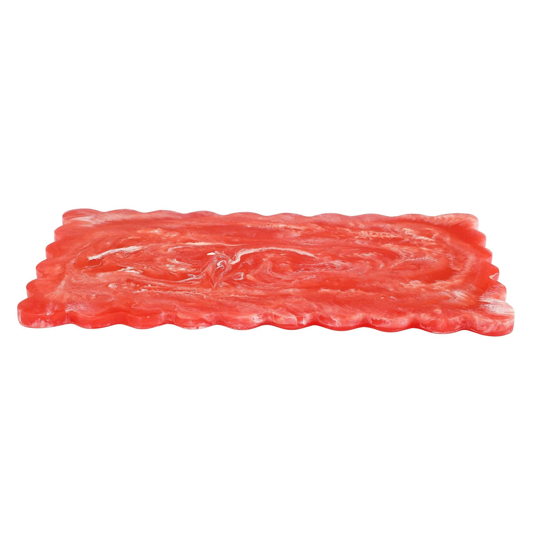 Pink Scallop Resin Charcuterie Board 14x8"