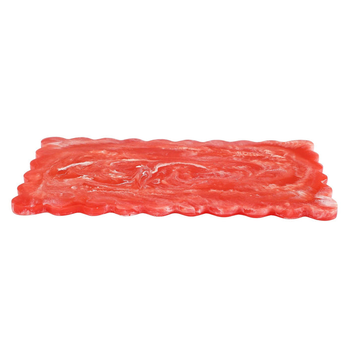 Pink Scallop Resin Charcuterie Board 14x8"