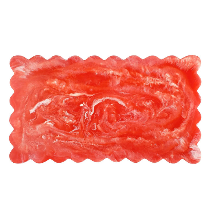 Pink Scallop Resin Charcuterie Board 14x8"