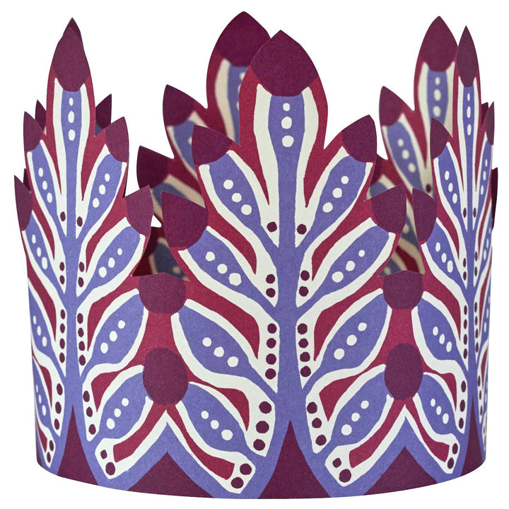 Decorative paper crown with purple and red floral pattern 