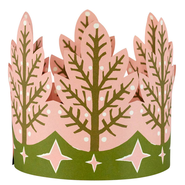 Decorative paper crown with pink and green tree design