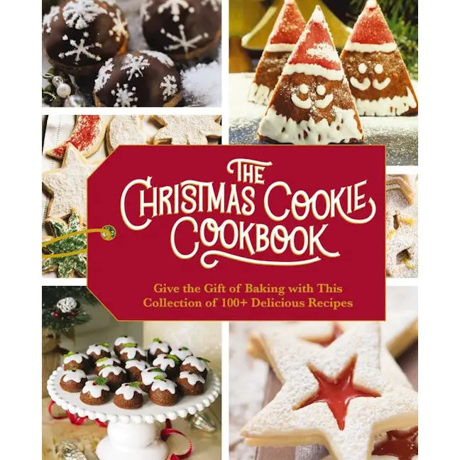 Collage of Christmas cookies with a 'The Christmas Cookie Cookbook' cover.