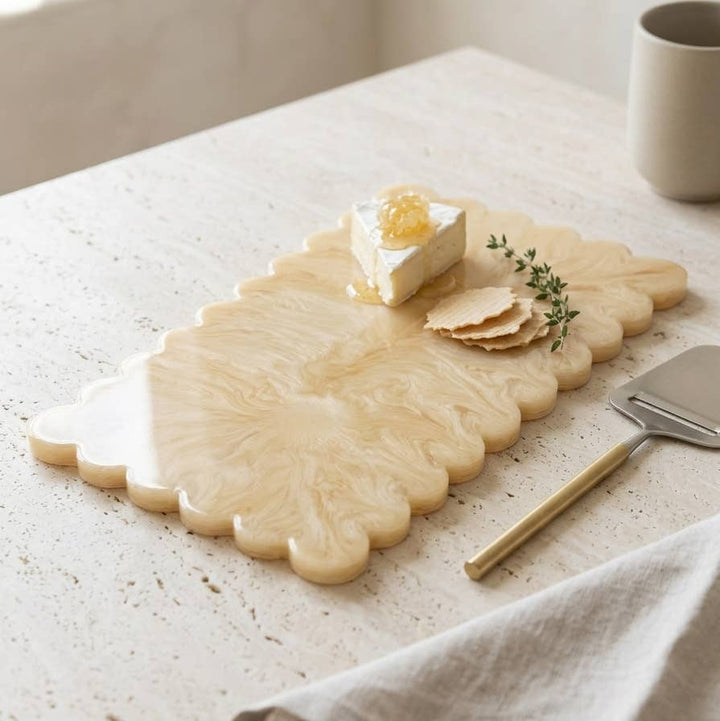Vanilla Scallop Resin Charcuterie Board 14x8"