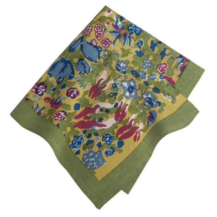 couleur nature jardin blue and vert napkin