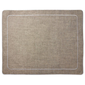 Linho Simple Rectangular Placemats in Dark Natural & Ivory