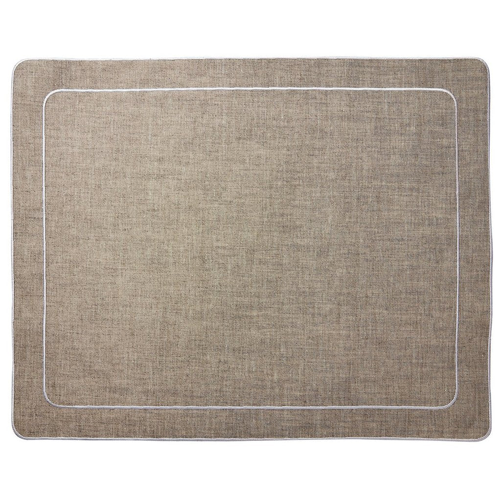Linho Simple Rectangular Placemats in Dark Natural & Ivory