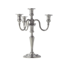Load image into Gallery viewer, Match Pewter 4 Flame Candlelabra
