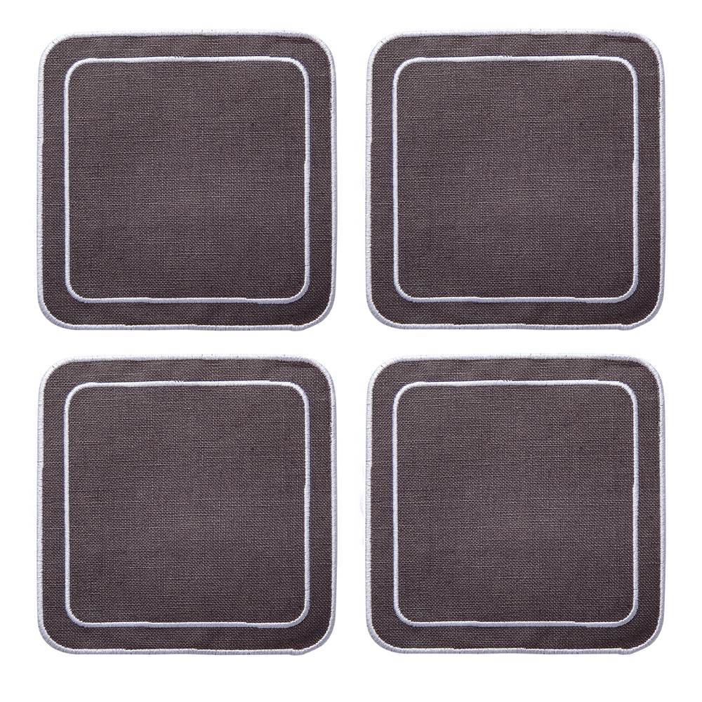 Linho Simple Square Coasters in Charcoal & White