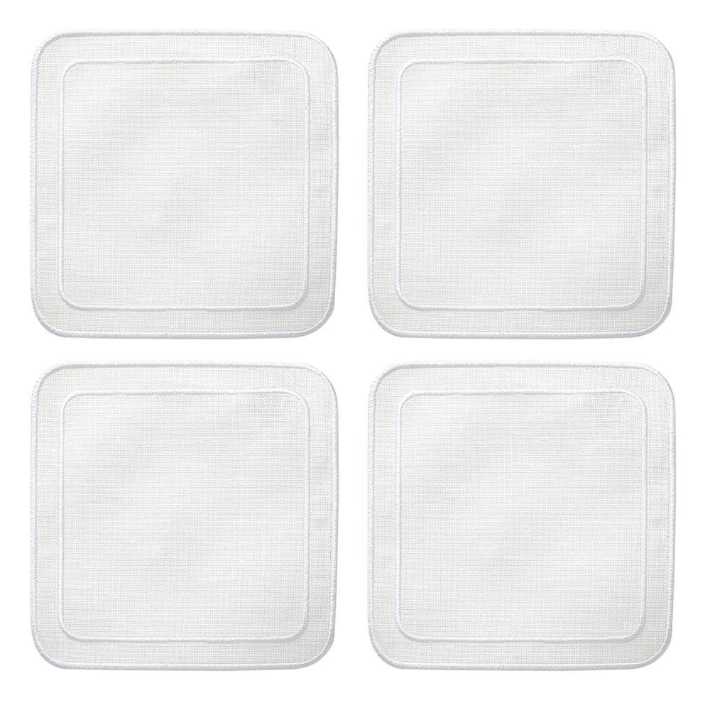 Linho Simple Square Coasters in White