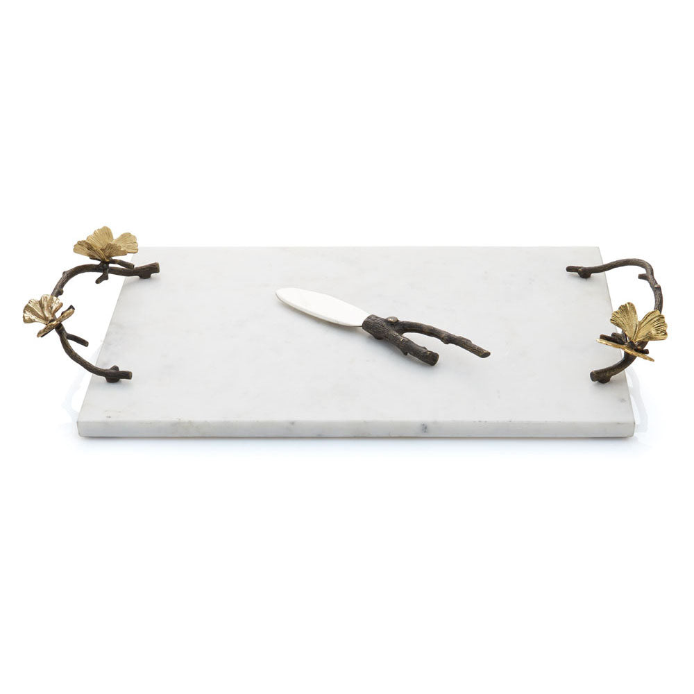 Michael Aram Butterfly Ginkgo White Cheese Board & Knife