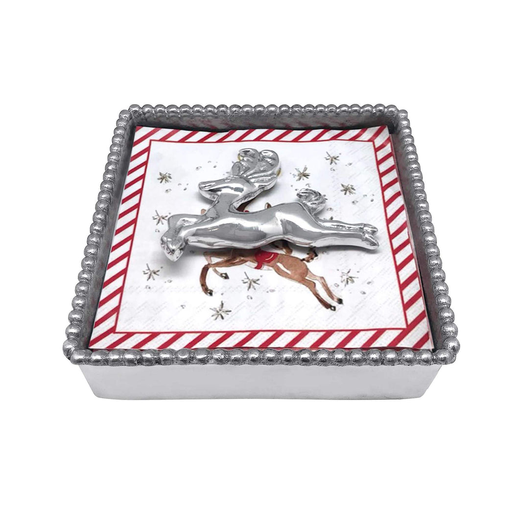 Mariposa Leaping Reindeer Beaded Napkin Box Set