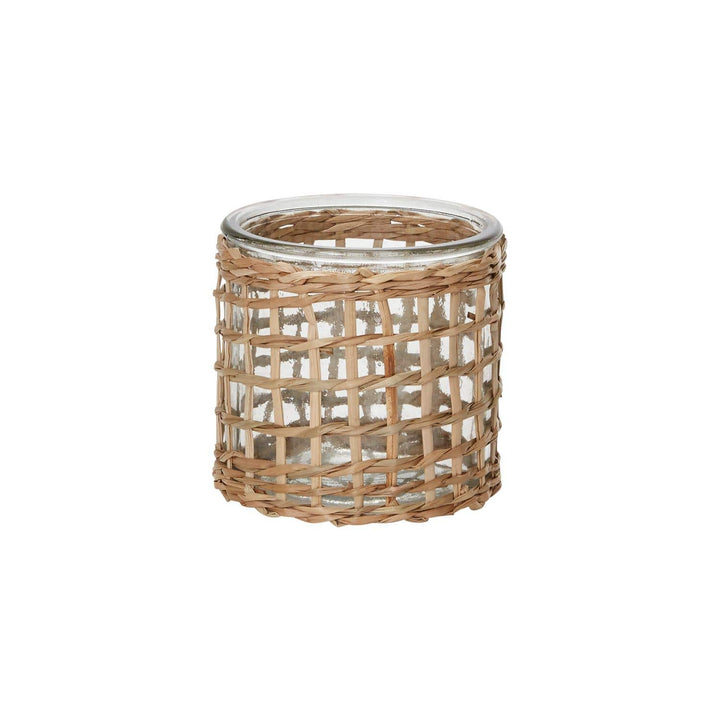 Rattan Wrapped Glass Vase short