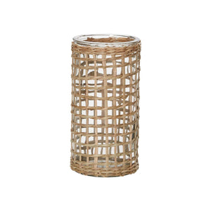 Rattan Wrapped Glass Vase tall