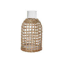 Load image into Gallery viewer, Rattan Wrapped Glass Vase medium
