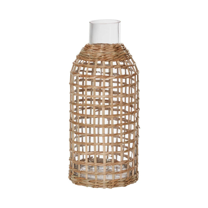 Rattan Wrapped Glass Vase tall