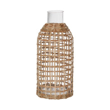 Load image into Gallery viewer, Rattan Wrapped Glass Vase tall
