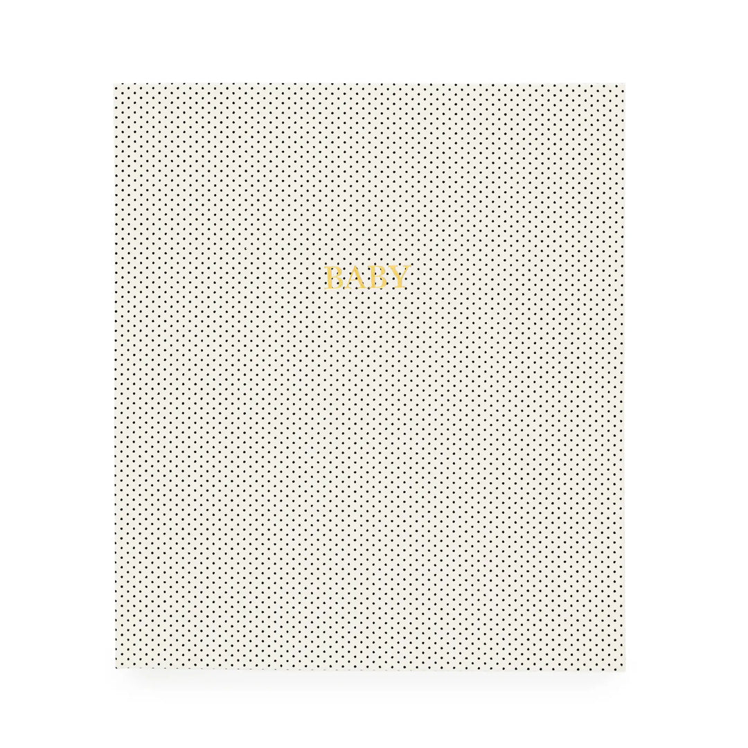 Baby Book in Cream & Black Pindot