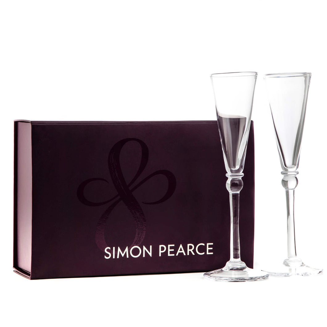 Simon Pearce Hartland Champagne Flutes in a Gift Box, Set of 2