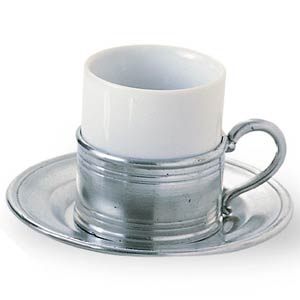 Match Pewter Espresso Cup with Saucer