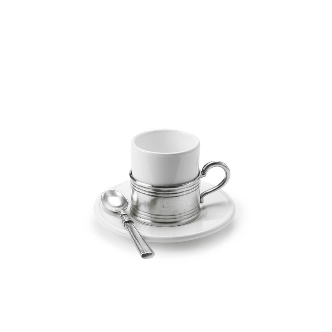 Match Pewter Espresso Cup with Ceramic Saucer