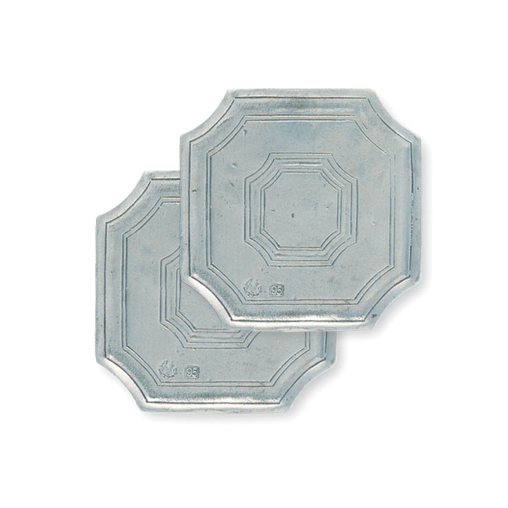 Match Pewter Octagonal Coaster, Pair