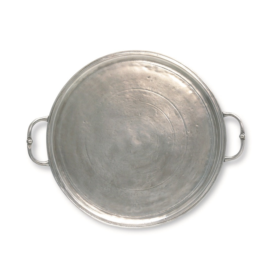 Match Pewter Round Tray w/ Handles