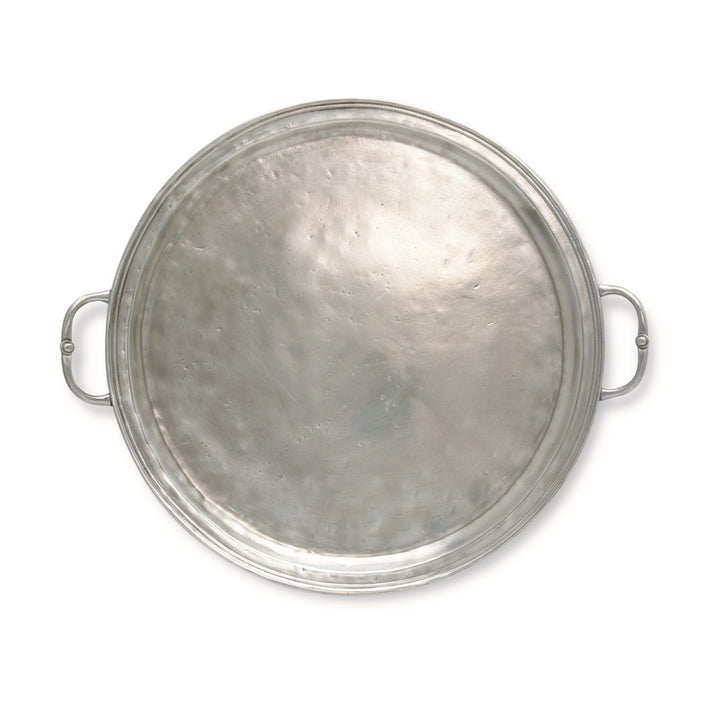 Match Pewter Round Tray w/ Handles