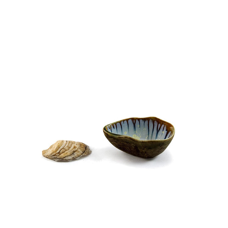 Ae Ceramics Oyster Series Footed Sauce Bowl in Abalone & Tortoise