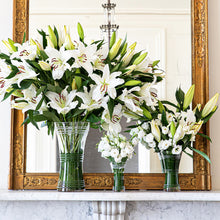 Load image into Gallery viewer, Juliska Ella Corset Vase 14&quot; white lilies ranunculus
