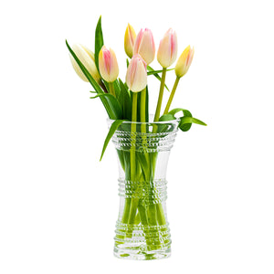 Juliska Ella Corset Vase 14 inch pink tulips