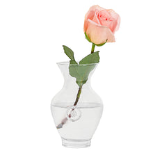 Load image into Gallery viewer, Juliska Berry &amp; Thread Glass Vase 7 inch with a pink rose
