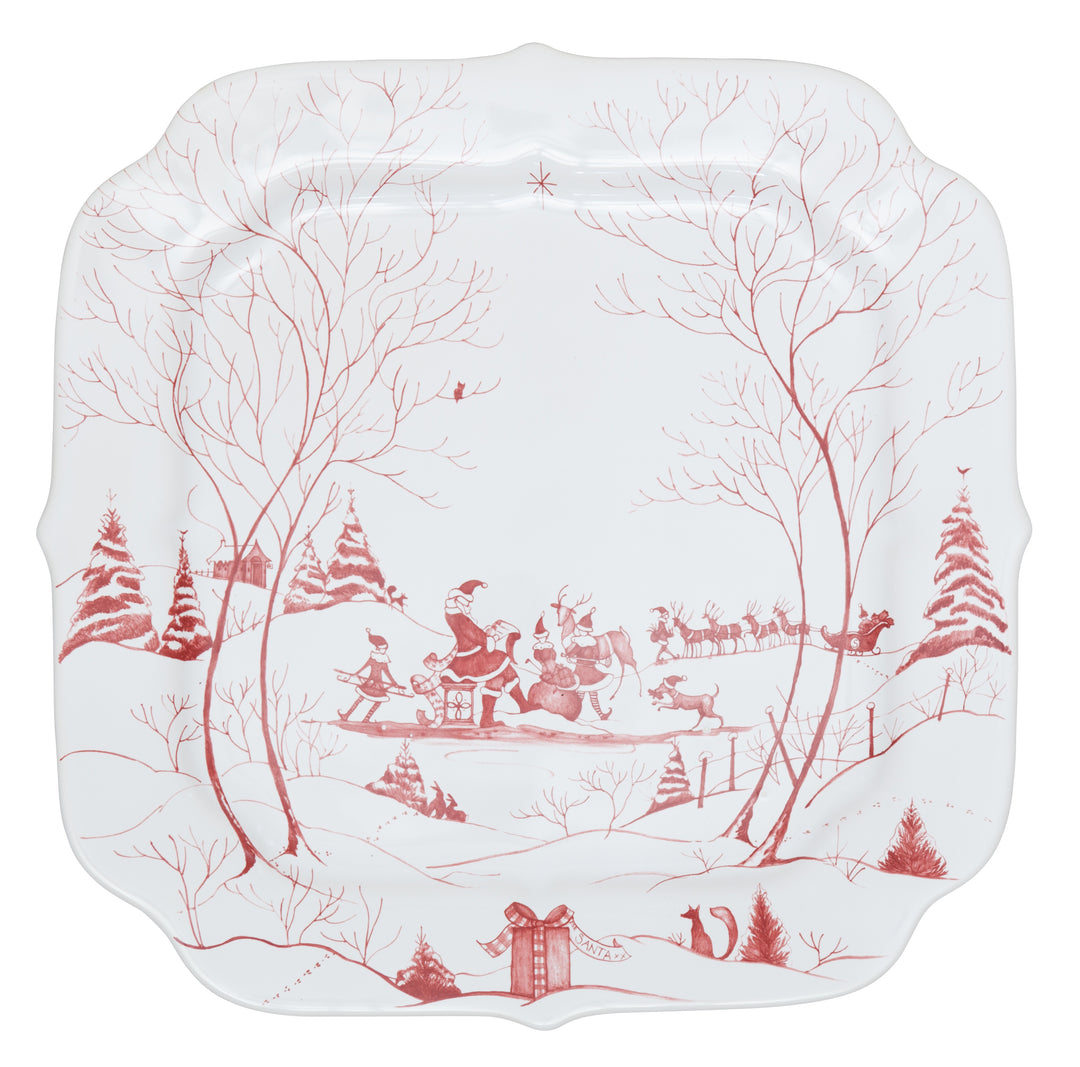 Juliska Country Estate Winter Frolic Ruby Santa's Naughty & Nice List Cookie Tray