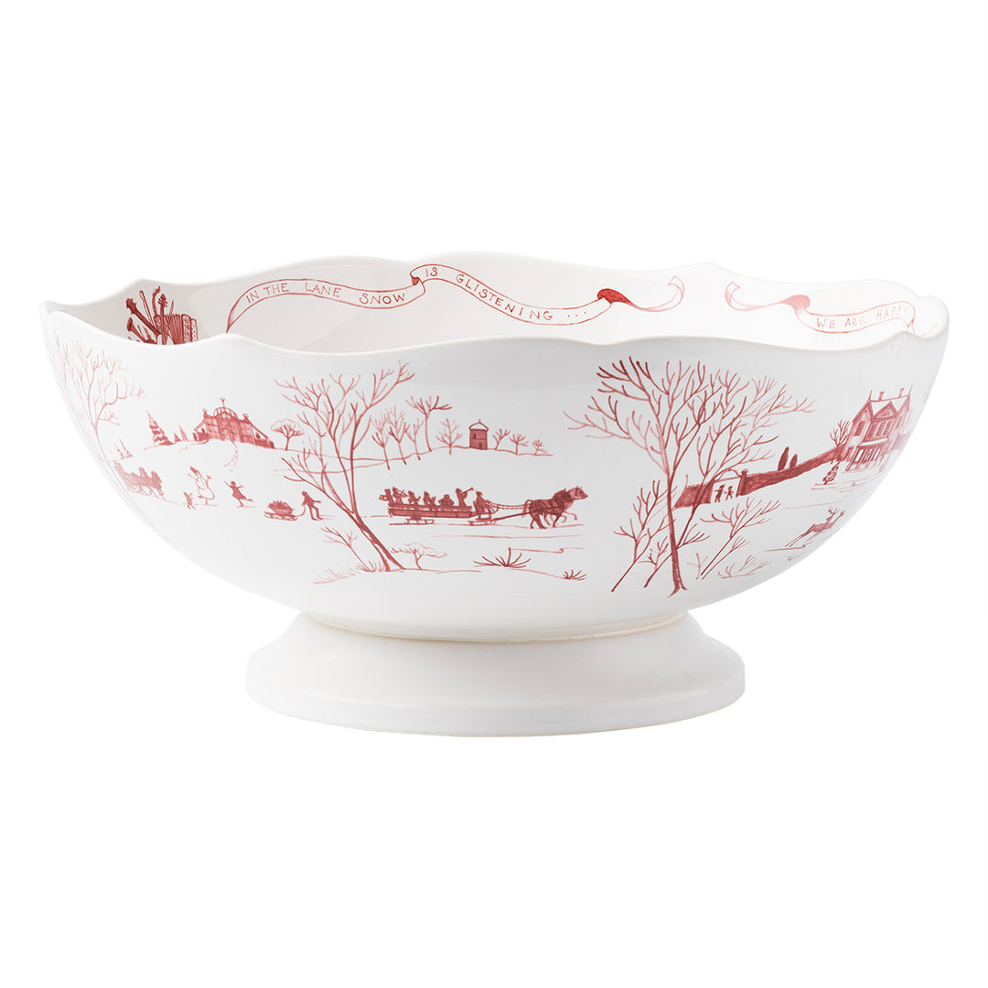 Juliska Country Estate Winter Frolic Ruby Centerpiece Bowl 13"