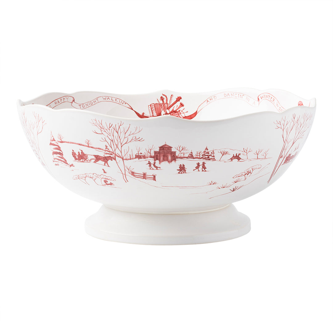 Juliska Country Estate Winter Frolic Ruby Centerpiece Bowl 13"