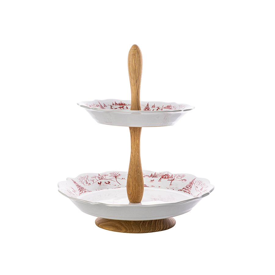 Juliska Country Estate Winter Frolic Ruby Two Tier Server