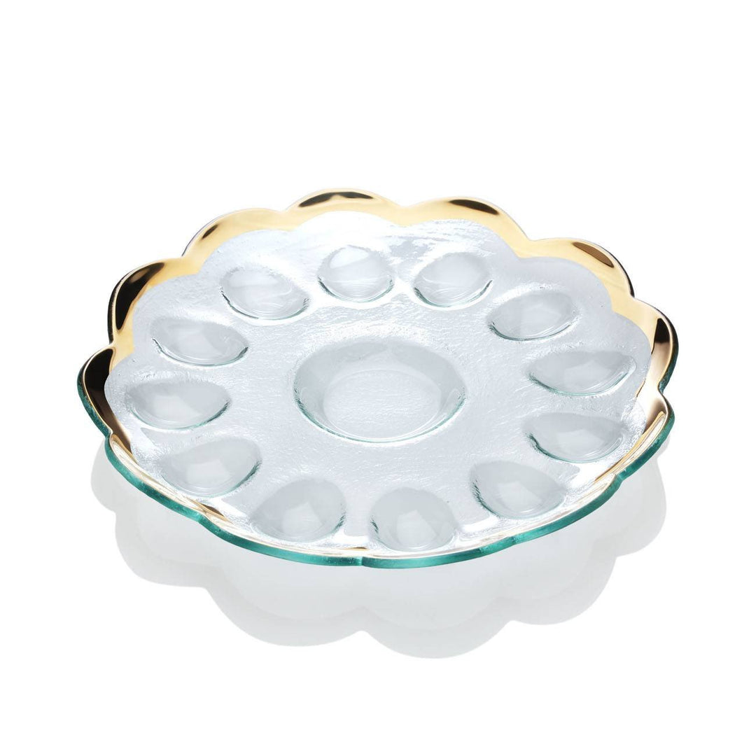 Annieglass Roman Antique Gold Deviled Egg Platter