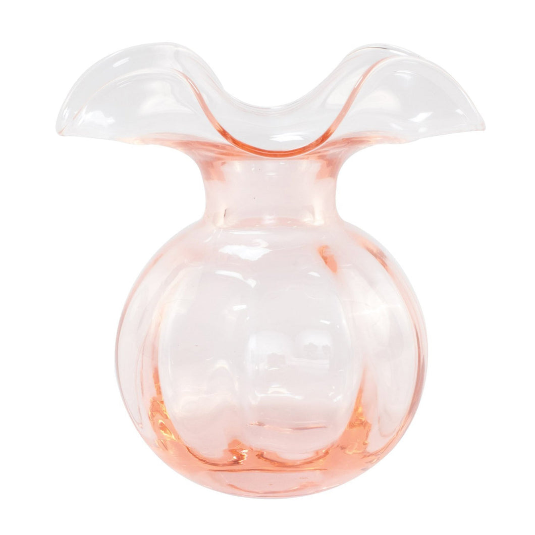 Vietri Hibiscus Glass Pink Medium Fluted Vase