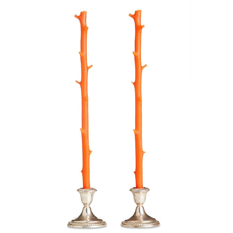 Hickory Stick Candles, Pair Tangerine