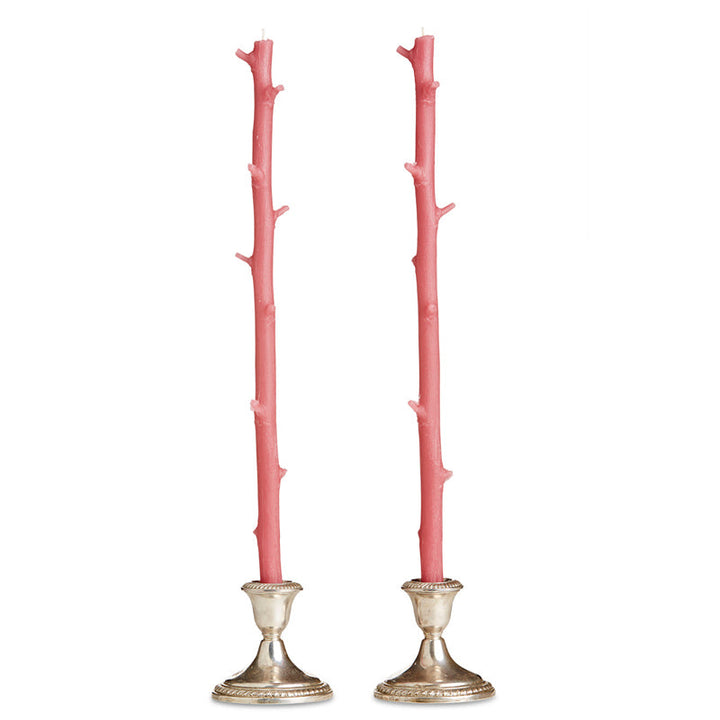 Hickory Stick Candles, Pair Watermelon Pink