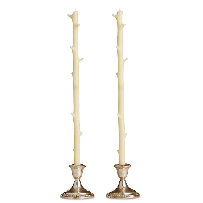 White Chocolate Stick Candles, Pair Cream