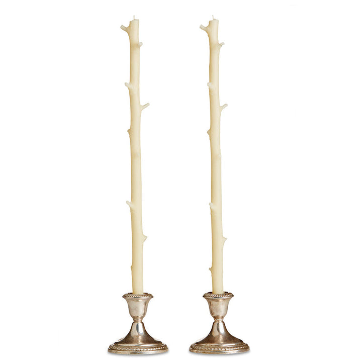 White Chocolate Stick Candles, Pair Cream