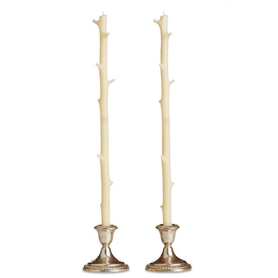 White Chocolate Stick Candles, Pair