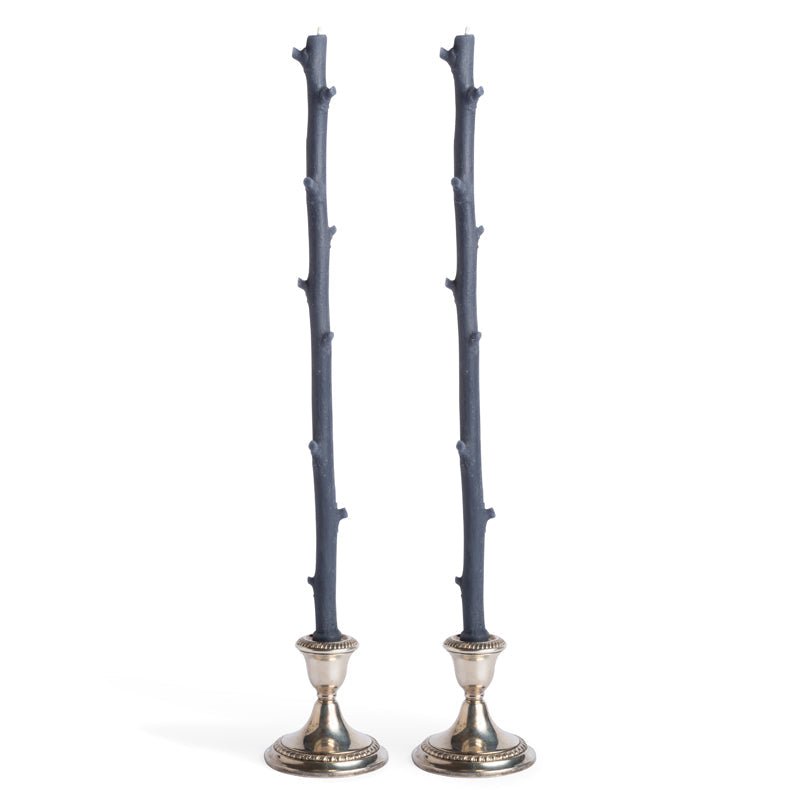 Charcoal Stick Candles, Pair Charcoal