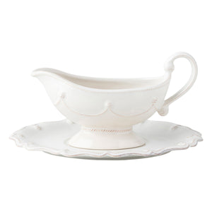 Juliska Berry & Thread Whitewash Sauce Boat & Stand