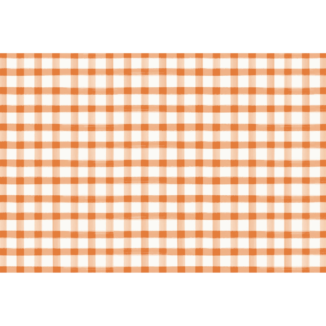 Orange Check Paper Placemat Pad Set/24