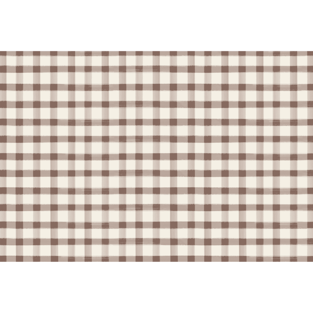 Brown Painted Check Paper Placemat Pad Set/24