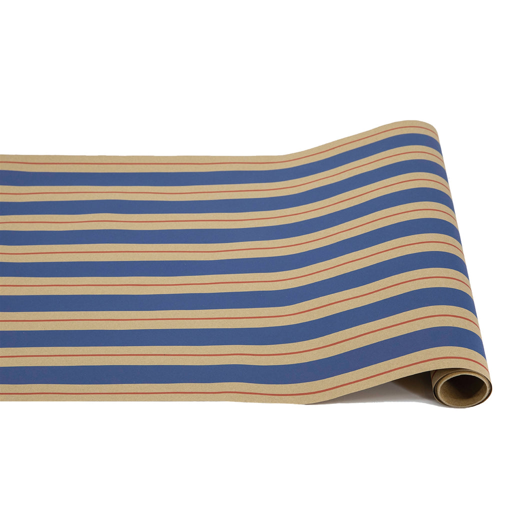 Kraft Navy & Red Awning Stripe Paper Runner